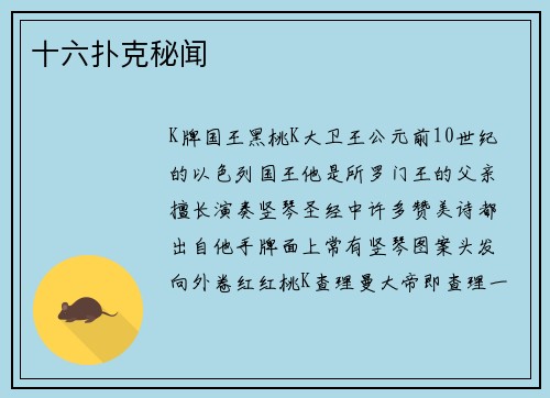 十六扑克秘闻